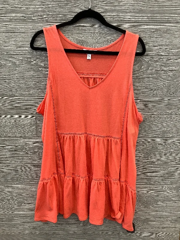 Top Sleeveless By Time And Tru In Orange, Size: 1x