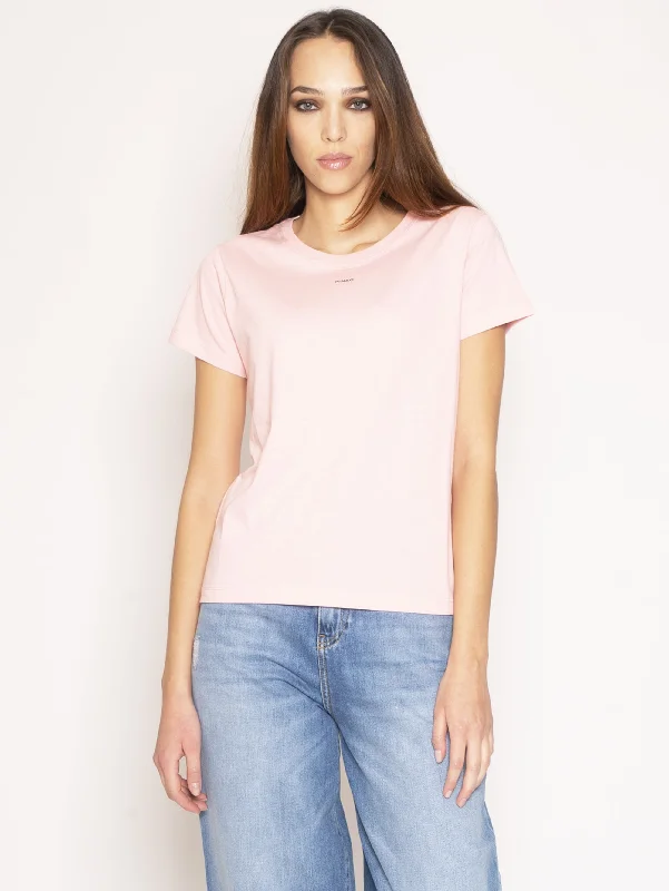 T-Shirt Basico con Micro Stampa Pink