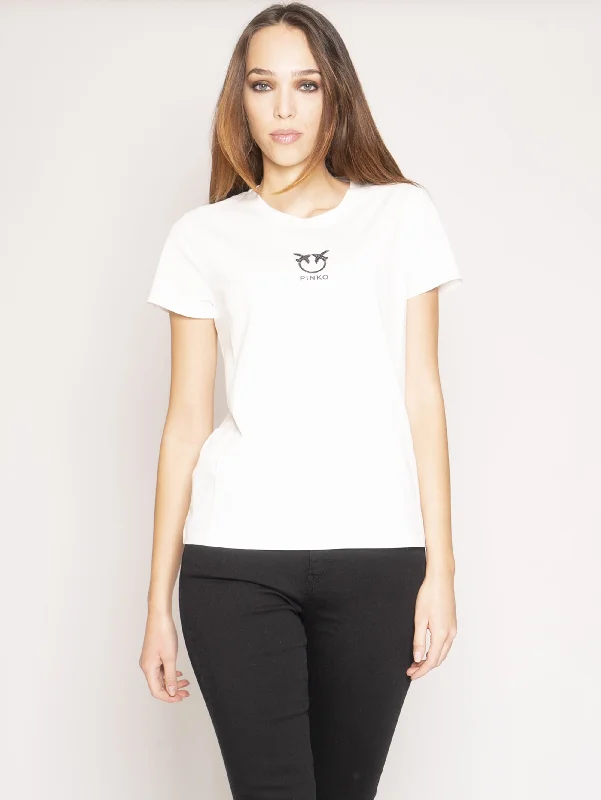 T-shirt con Logo Ricamato Bianco