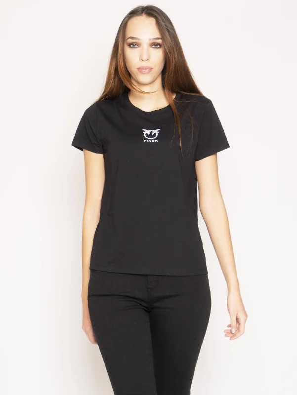 T-shirt con Logo Ricamato Nero