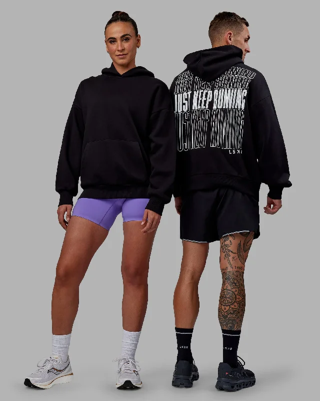 Unisex Keep on Running Hoodie Oversize - Black-White